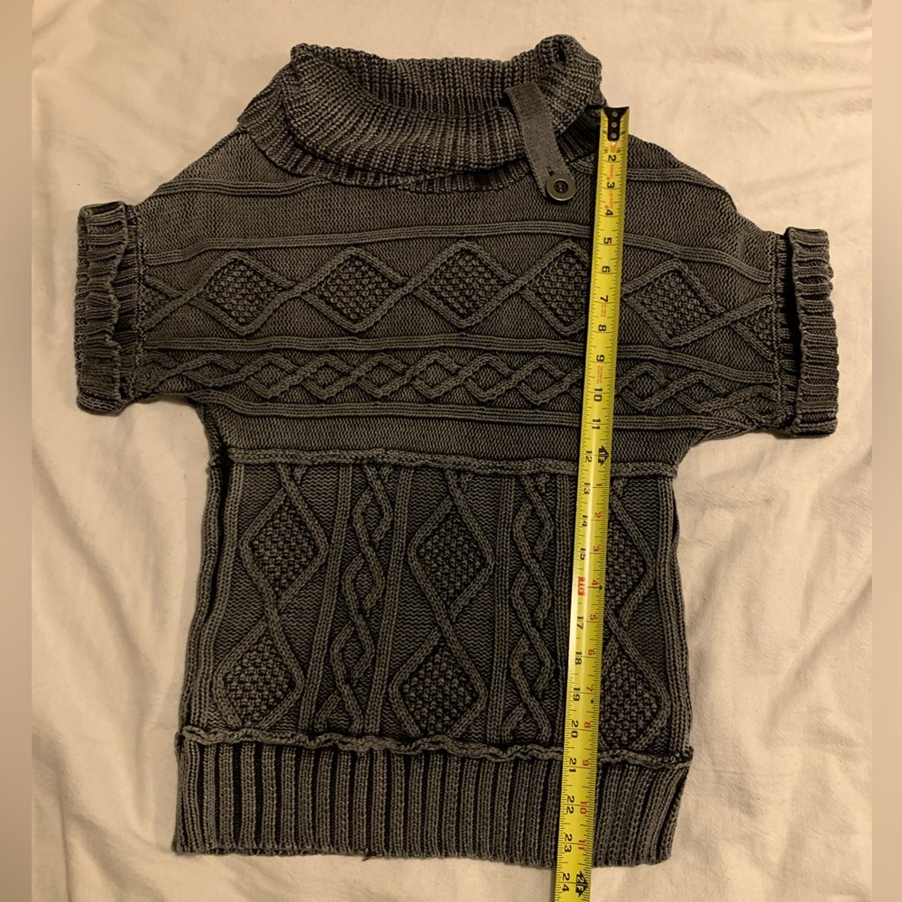 ✨⚡️💥Nine West Black Gray Mineral Wash ChunkyShort Sleeves sweater